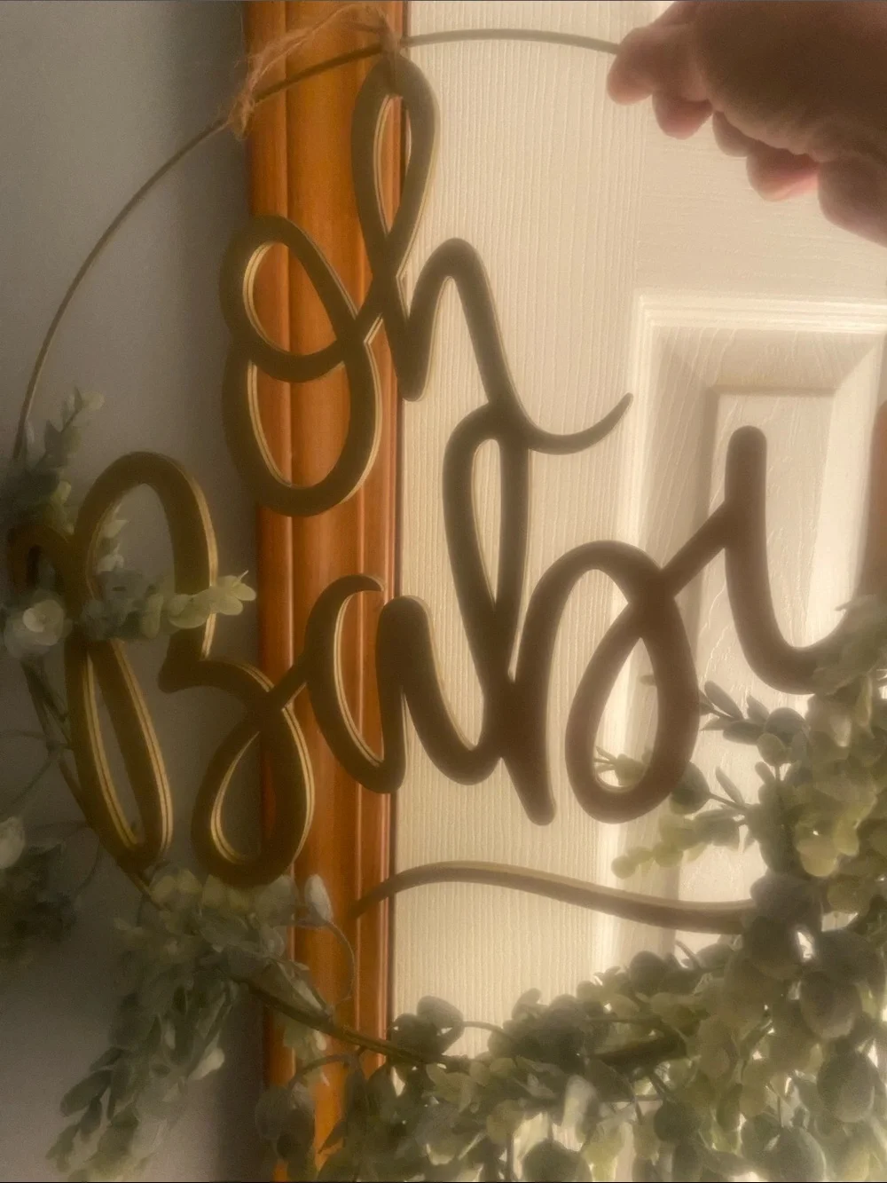 Oh Baby Gold Script Wreath Sign - Home Holiday Decor
